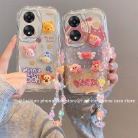 Phone Case เคส OPPO A18 A38 A58 A78 NFC 4G 5G เคสลายการ์ตูนตุ๊กตาภาพสามมิติน่ารักพร้อมสร้อยข้อมือดอกไม้กันกระแทกกรอบซิลิโคนนิ่ม2023