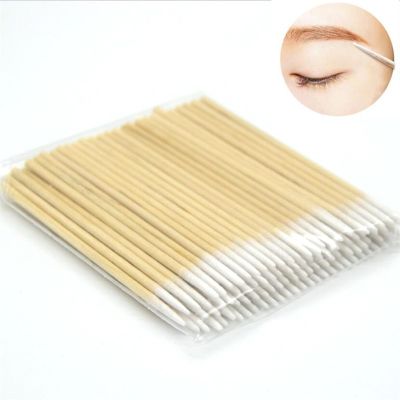 【jw】☋∈❍  Disposable Ultra-small Cotton Swab 100pcs Lint Brushes Wood Buds Swabs Extension Glue Removing Tools