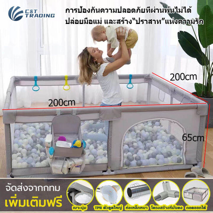 จัดส่งจากกรุงเทพ-คอกเด็ก-คอกกั้นเด็ก200cmx200cmสูง-65-cm-คอกเด็กคอกกั้นเด็ก-ระบายอากาศ-มีประตู-กั้นเด็ก-แข็งแรง-คอกกั้นเด็กตาข่าย