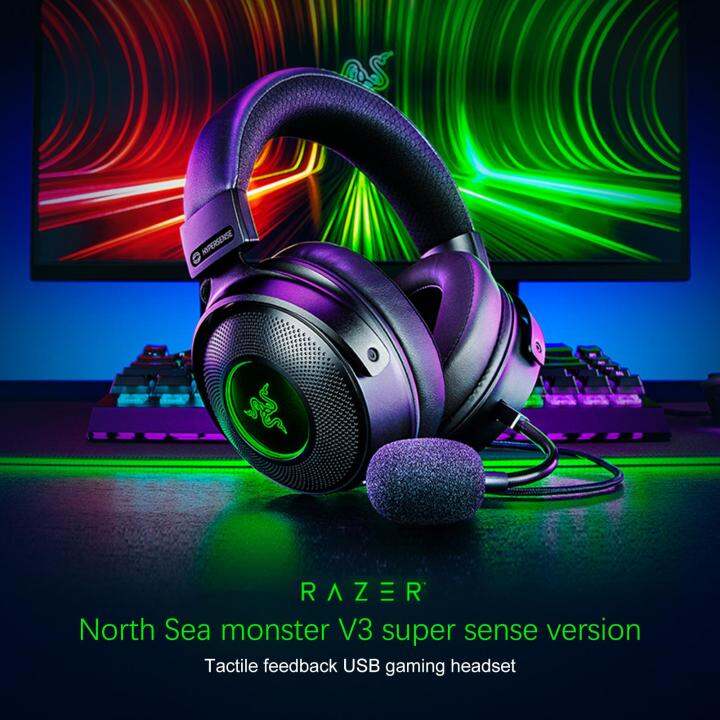 Razer V3 Chroma RGB Headphones Wired USB Gaming Headset with Detachable