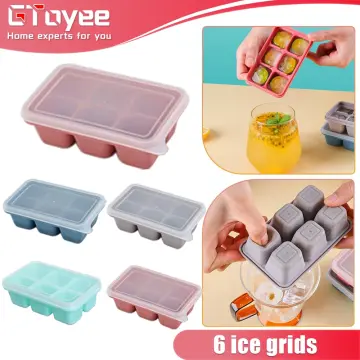 Glacio Ice Cube Molds Jumbo Square Cube Tray With Lid and 2 Large