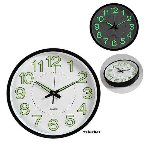 New Glow in the Dark Wall Clock Battery Operated 12inches Lazada PH