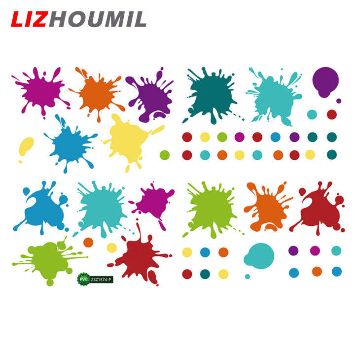 lizhoumil-สติ๊กเกอร์ติดผนังลายสาดสีน้ำหลากสีหมึกพิมพ์ลายศิลปะสติ๊กเกอร์ดีคอลติดผนังตกแต่งห้องเรียนเนอสเซอรี่ห้อง