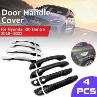 Carbon Black Fiber Door Handle Cover For Hyundai I30 Elantra GT PD I30n 2018~2022 2019 Cap Set Catch Trim Car Sticker Accessorie