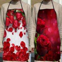 Custom Rose Kitchen Apron อาหารเย็นทำอาหารผ้ากันเปื้อนสำหรับผู้ใหญ่อุปกรณ์เบเกอรี่ผ้ากันน้ำพิมพ์ทำความสะอาดเครื่องมือ