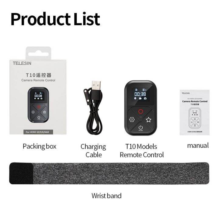 TELESIN Wifi Remote Control Shortcut Key Wrist Strap For Gopro Hero10 9 ...