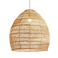 Modern home fancy bamboo garden sticks ornament pendant lamp drop reading led rattan shade chandelier lights fixture.