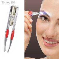 LED Illuminated Eyebrow Clip Non-slip Eyebrow Tweezers Clipper Trimming Stainless Steel Hair Removal Clamp Makeup Beauty Tool