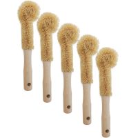 ❄ Kitchen Cleaning Brush Natural Sisal Hemp Plant Fibers Wooden Long Handle Pot Non-stick Skillet Coir Compostable Bottle Brushes