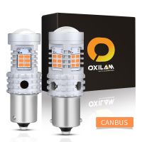 OXILAM ไฟ P21W LED Canbus ปราศจากข้อผิดพลาดไฟสัญญาณเลี้ยว BA15S BAU15S 7440หลอดไฟ Led ไม่มีไฮเปอร์แฟลชไฟรถยนต์2200K อำพัน12V