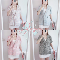 TWEED BLAZER - SHP_HAPPY เสื้อเบเซอร์แขนสั้นผ้าทวีต ?️?