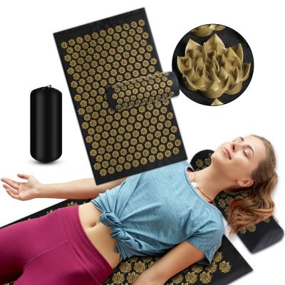 Pranamat Eco Lotus Spike Mat Acupuncture Massage Cushion Kuznetsovs Applicator for Neck Foot Back Yoga Acupressure Massage Mat