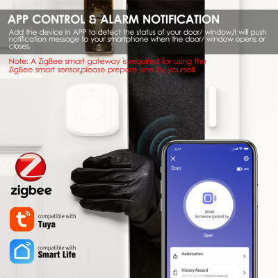 ZigBee Wifi สมาร์ทเซ็นเซอร์ประตูหน้าต่างเซ็นเซอร์ปลุกแม่เหล็กระบบรักษาความปลอดภัยประตูเปิดแจ้งเตือน APP การควบคุมระยะไกลเซ็นเซอร์อัจฉริยะ