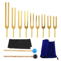 Tuning Fork Set - 9 Tuning Forks for Healing Chakra Sound Therapy Keep Body Mind and Spirit in Perfect Harmony- Gold