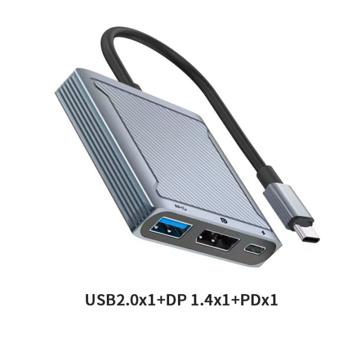 8พัน60เฮิร์ต-dp-3-in-1-hub-อะแดปเตอร์-usb-c-เพื่อ-displayport-4พัน-120-type-c-pd-100วัตต์ค่าใช้จ่าย-extender-แสดงพอร์ต-hub-สำหรับ-air-pro