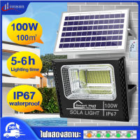 Solar light 100W ไฟโซล่าเซล ไฟโซล่าเซลล์ solar light แสงสีขาว ไฟสปอตไลท์ ไฟ solar cell กันน้ำ IP67 รับประกัน 1 ปี