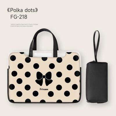 Simple wave point laptop bag for women for Lenovo Xiaoxin air14/macbookpro15.6 inch Huawei matebook13.3 Xiaomi 16 cute niche protective case 17 inchTH