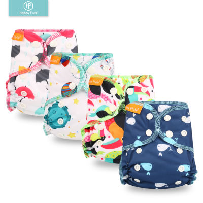 Happy Flute ผ้าอ้อมเด็กแรกเกิดผ้าฝ้ายออร์แกนิค Tiny AIO Cloth Diaper,Waterproof PUL Fit 3-6KG Baby-zptcm3861