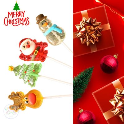 New! อมยิ้ม อมยิ้มคริสต์มาส lollipop christmas (4 ชิ้น/set) ลูกอม ลูกอมคริสต์มาส อมยิ้มซานต้า อมยิ้มกวางเรนเดียร์ พร้อมส่ง