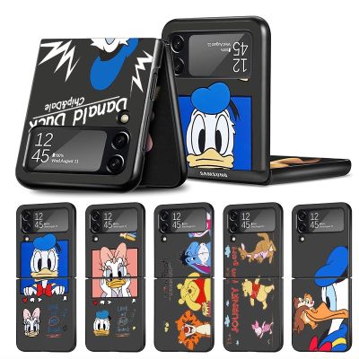 （shine electron）Donald Duck Mickey กรณีพับบางสำหรับ Samsung Galaxy Z Flip3 Flip 4 Flip4 5G Flip 5 Fashion Cell ฝาครอบโทรศัพท์ฝาครอบ