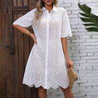 【HOT】❀◙☫ Finjani Eyelet Embroidery Drop Shoulder Womens Front Dresses 2023 New