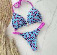 Spoondrift Womens Leopard Thong Bikini Swimsuit Two-piece Triangle Push Up Swimwear 2023 Sexy Micro Beachwear Summer Biquini