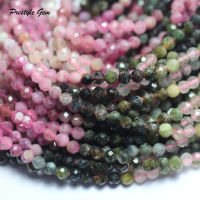 Meihan Natural (2 strandsset) colorful tourmaline 3.8mm+-0.2 faceted round handmade loose beads for jewelry making design DIY