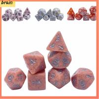 BRAIN 7Pcs/set ลายจุด ลูกเต๋า DND 7-Die Table Game D4 D6 D8 D10 D12 D20 ลูกเต๋าหลายด้าน ทนทานต่อการใช้งาน เกมปาร์ตี้ปาร์ตี้ ลูกเต๋าเกม TRPG DND