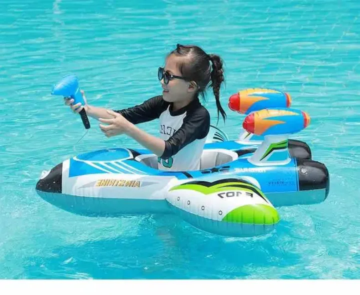 Children's swimming ring cartoon inflatable boat water swimming pool  floating toy water jet car fight water fight toys for kids | Lazada PH