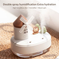 650Ml Windmill Castle หัวฉีดสเปรย์คู่ไร้สาย Air Humidifier ไฟ LED กล่องดนตรี USB แบบพกพา Aroma Essential Oil Diffuser