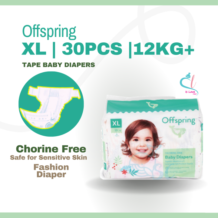 Offspring Tape Diapers XL 30pcs 12kg+ UltraThin Diapers Chlorinefree