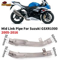 จุดรวม☞แบบเลื่อนบนสำหรับรถจักรยานยนต์ Suzuki GSXR1000 GSX R1000 GSXR 1000 2005-2016ระบบท่อไอเสียแบบเต็มท่อโมโตะดัดแปลงท่อเชื่อมกลาง