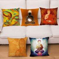 {fabric sofa} MaitreyaStatue พิมพ์ PillowcaseSoft ตุ๊กตาสั้นปลอกหมอนอิง45x45เซนติเมตรโยนหมอน CoversPillow กรณี