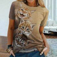 Summer Women T-Shirts 3D Cute Cat Fashion Print Harajuku T-Shirt Short Sleeve Casual Kawaii Girls Tee Oversized Unisex Clothing