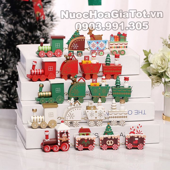 Đoàn tàu lửa gỗ quà tặng trang trí nhà cửa giáng sinh noel noen ...