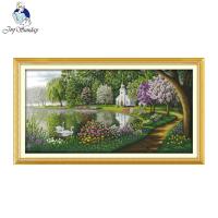 2021Joy Sunday Green Lake Reflected Color Patterns 14CT11CT Printed Counted Cross Stitch Set Cross-stitch Kits Embroidery Needlework