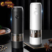 【Ready Stock】Stainless Steel Usb Rechargeable Electric Pepper Grinder, Led Warm Color Lights 6 Adjustable Thickness, One-button Control Grinding Tool