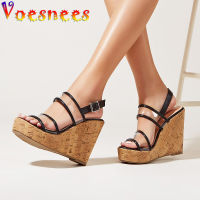 Voesnees รองเท้าแฟชั่น Wedges รองเท้าส้นสูงรองเท้าแตะหนา Soled เซ็กซี่โปร่งใส PVC ผู้หญิงปั๊มฤดูร้อนใหม่ล่าสุดสายคล้องคอรองเท้าส้นสูง