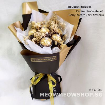 [COD]【6FC 】 Ferrero Rocher ช็อกโกแลตและ Baby Breath Bouquet ของขวัญวันเกิดครบรอบหมั้น Meowmeowshop