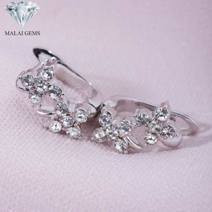 malai-gems-ต่างหูเพชร-เงินแท้-silver-925-เพชรสวิส-cz-เคลือบทองคำขาว-รุ่น-11010073-แถมกล่อง-ต่างหูcz-ต่างหูเงินแท้