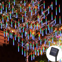 8 tubes LED Meteor Shower Solar String Lights Waterproof Fairy Garden Decor Outdoor Led Street Garland Christmas Tree Decoration