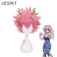 Anime My Hero Academia Mina Ashido Pink Wig With Headwear Cosplay Costume Boku No Hero Academia Heat Resistant Hair Wigs