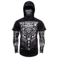 Spring And Autumn Mens Long Sleeve T-shirt Elastic Fitness Cyberpunk Ninja Hooded Mask Riding Camouflage Scirocco Free Shipping