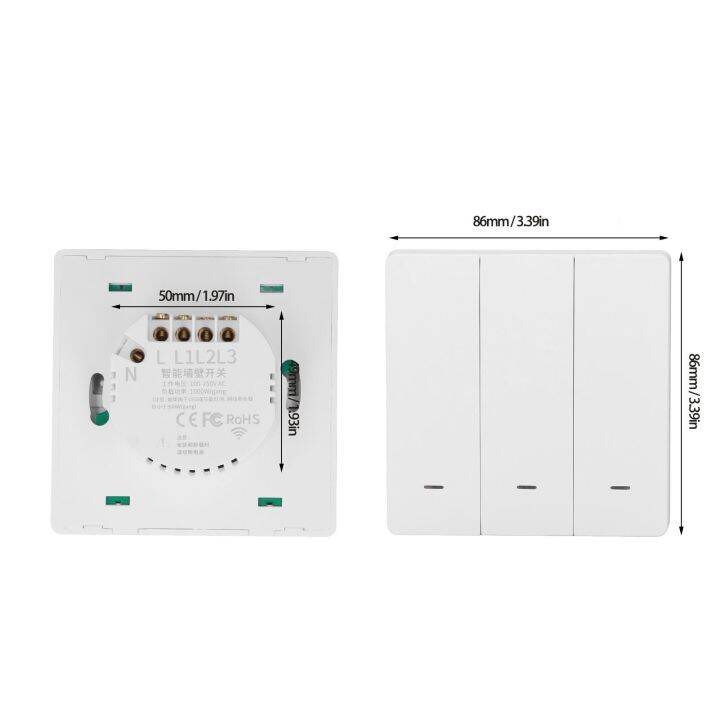 สวิตช์ไฟควบคุมระยะไกลสวิตช์ไฟไร้สาย100-250v-3แก๊งสำหรับบ้าน