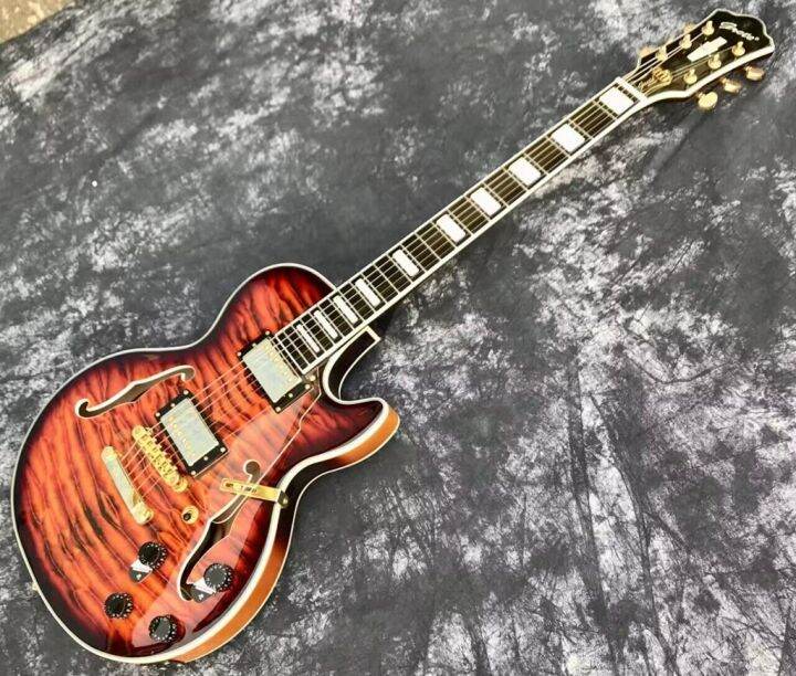 New Arrival Grote Les Paul Custom Electric Guitar Semi Hollow Flame