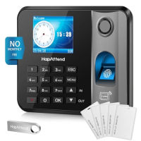 HapAttend Time Clock, Time Clocks for Employees Small Business with Fingerprint, RFID and PIN, Offline Biometric Time Attendance Punch Machine with 5 RFID Cards (0 Monthly Fees)