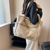 Korean Style Canvas Big Bag Womens New Fashionable High-Grade All-Match Shoulder Bag School Bag For College Students Tote Bag