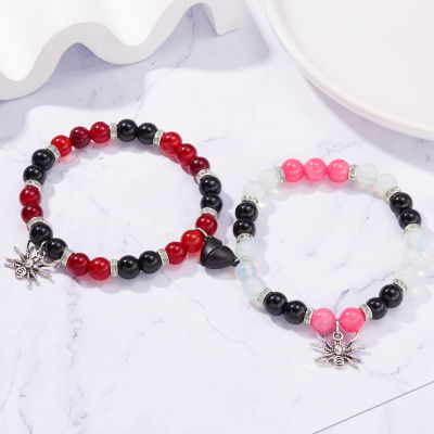 Womens Halloween Spider Bracelets Halloween Party Accessories Aesthetic Party Jewelry Heart Magnetic Matching Bracelets Romantic Couple Bracelets