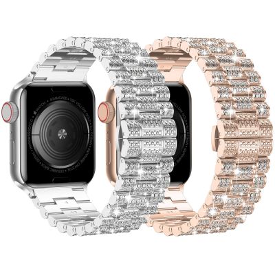 สายรัดเพชรสำหรับนาฬิกา Apple สายรัดพิเศษ8 49มม. 44มม. 40มม. 41มม. 45มม. สร้อยข้อมือโลหะ Correa IWatch Series 7 6 Se CarterFa