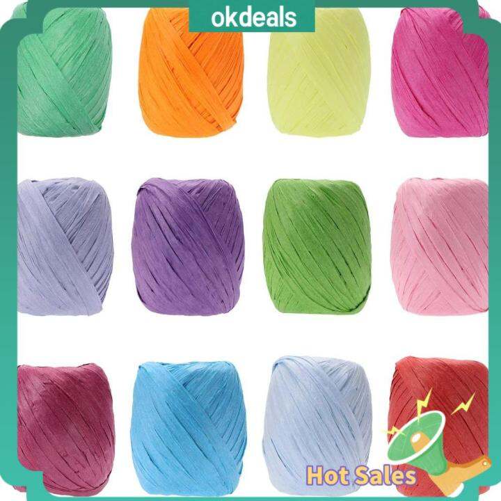 OKDEALS Raffia Ribbon for Gift Wrapping 12roll Raffia Ribbons Paper 20m Raffia Ribbon Raffia